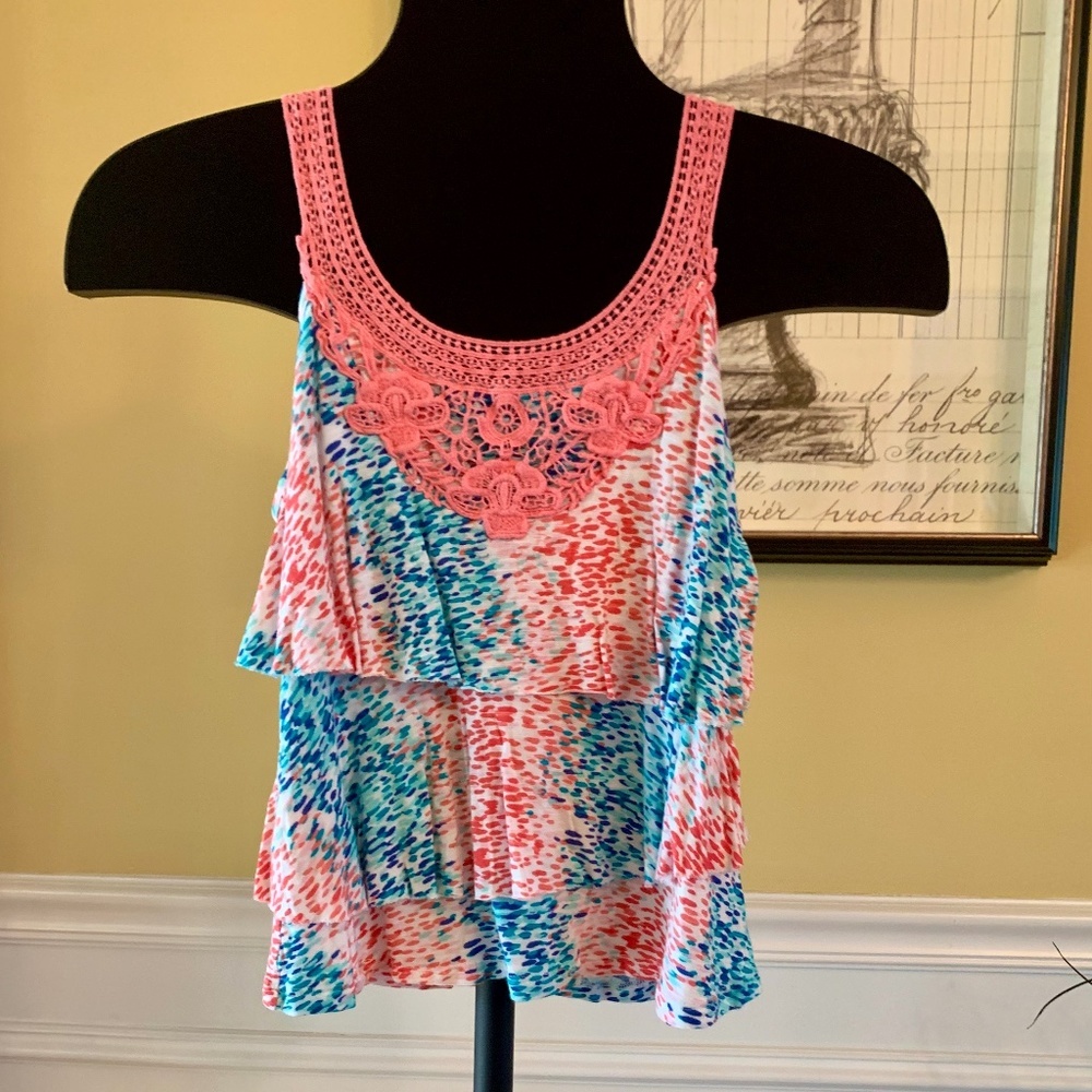 Girl's Peach & Blue Tank Top